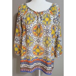 Charter Club *FLAW* Boho Sun Print Blouse